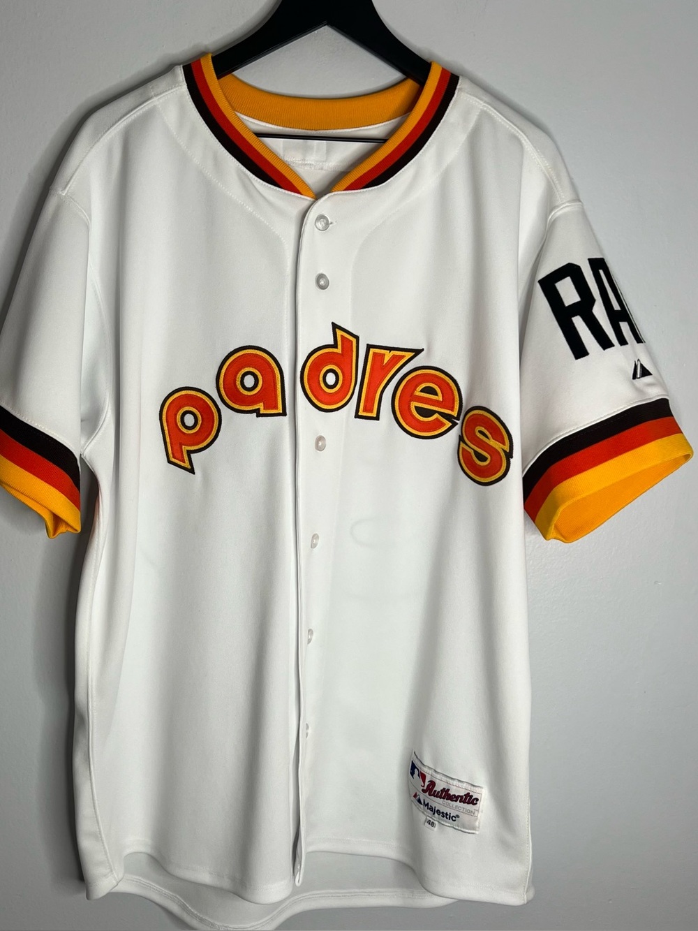 San Diego Padres Coach Harry Dunlop Jersey Mens 48 White Majestic Authentic TBTC